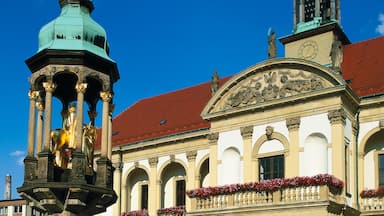 Magdeburg which includes a city, heritage architecture and a castle