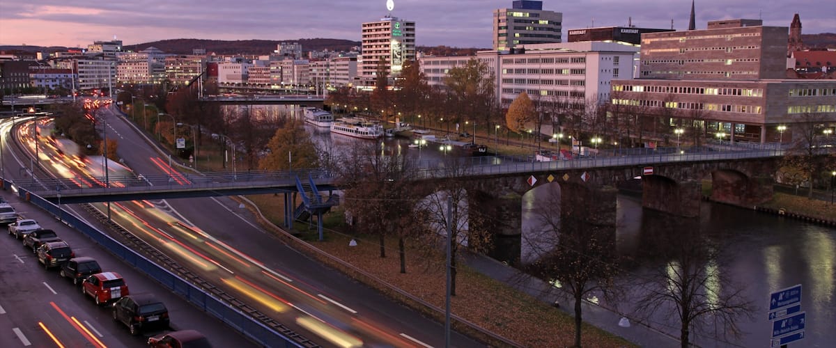 Saarbruecken showing a city, a bridge and skyline