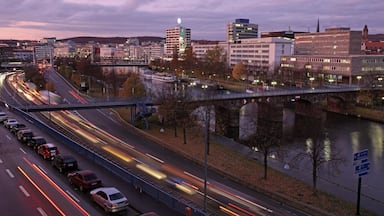 Saarbruecken which includes a river or creek, a sunset and a city