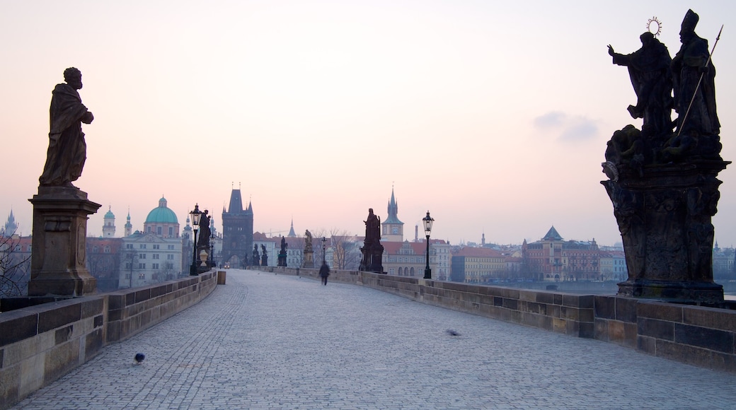 Charles Bridge showing a bridge, street scenes and heritage architecture