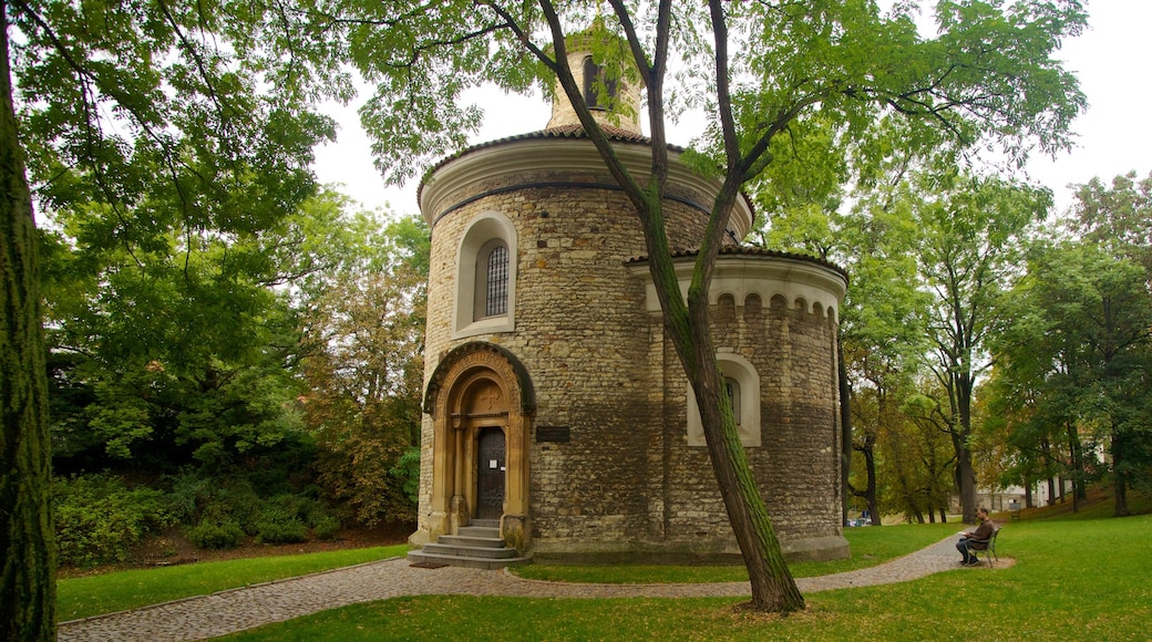 Vysehrad Castle showing a monument, heritage architecture and a park