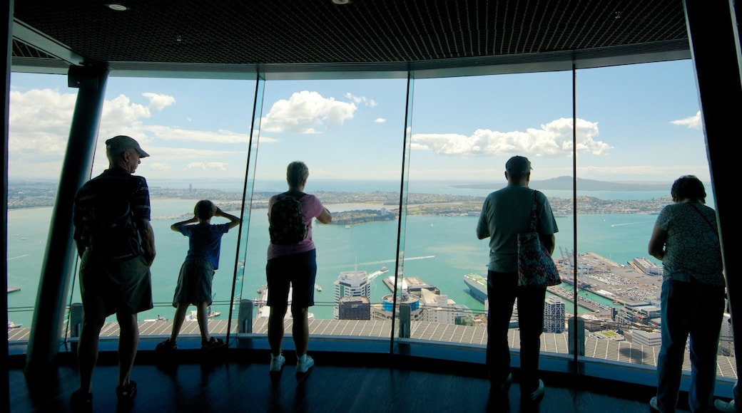 Sky Tower showing modern architecture, interior views and views