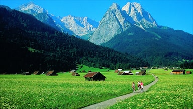 Garmisch-Partenkirchen which includes road cycling, mountains and a small town or village