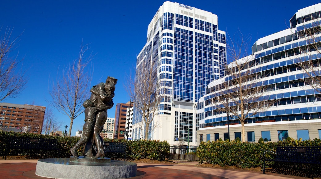 Virginia which includes a statue or sculpture, a high-rise building and modern architecture