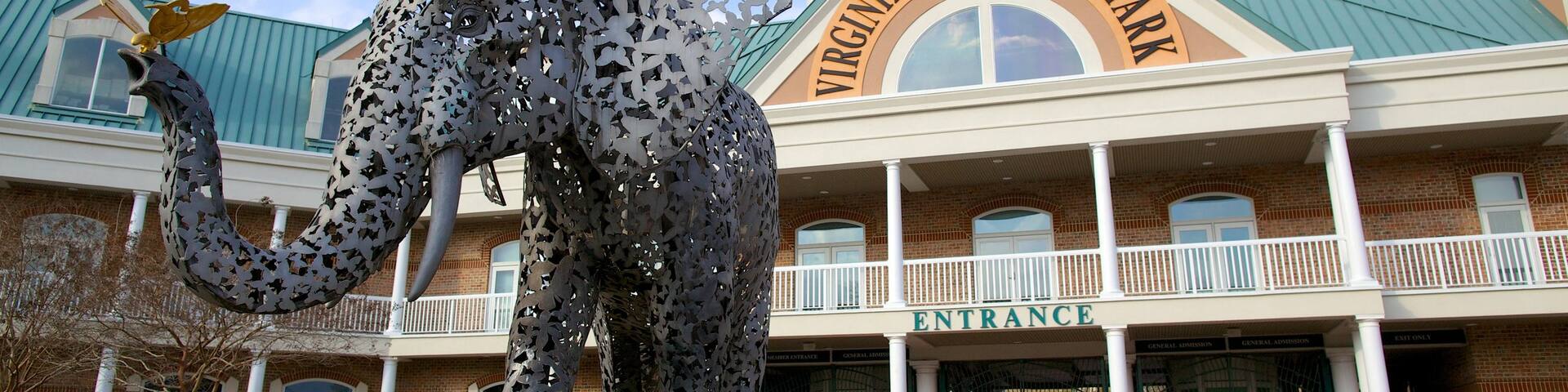 Virginia Zoo qui includes animaux de zoo, signalisation et statue ou sculpture
