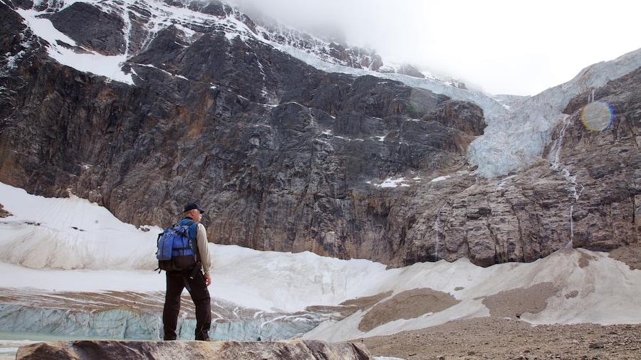 Mount Edith Cavell which includes landscape views, mountains and hiking or walking