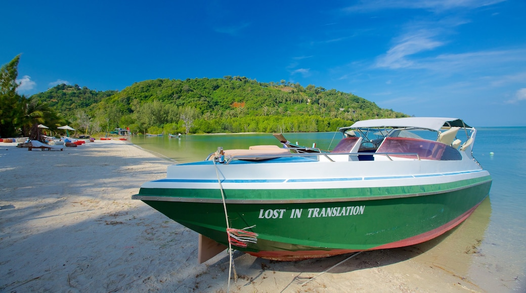 Pangka Beach showing tropical scenes, a sandy beach and boating