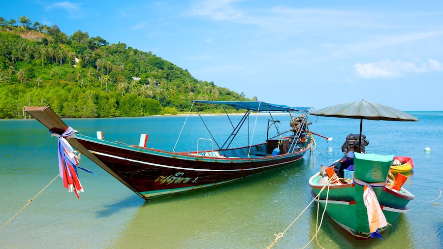 Pangka Beach showing tropical scenes, boating and general coastal views
