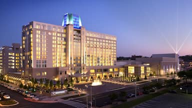 Montgomery featuring night scenes, modern architecture and a hotel