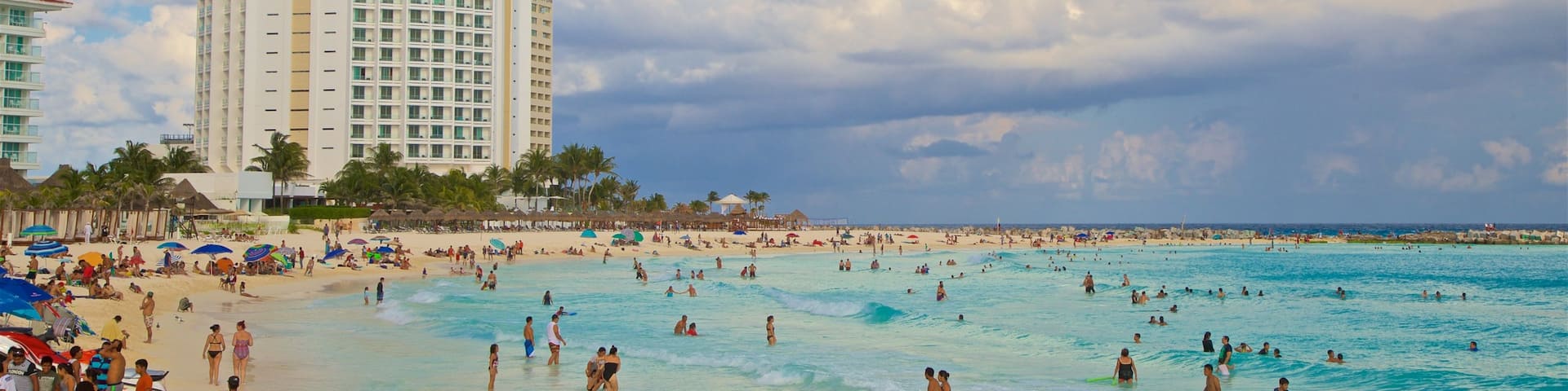 Hotel Zone which includes swimming, landscape views and a sandy beach