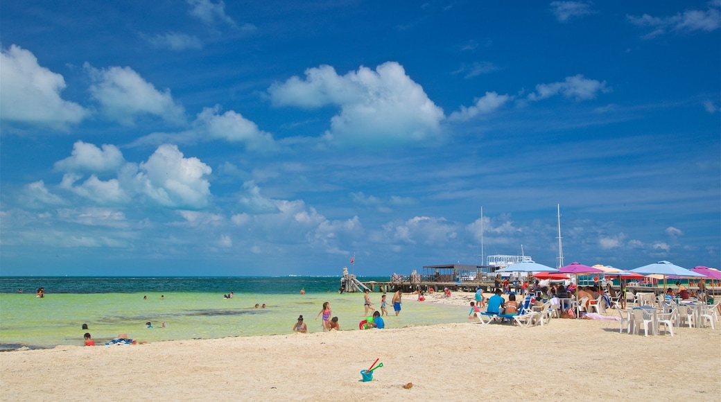 Playa Langosta bevat algemene kustgezichten, zwemmen en een strand