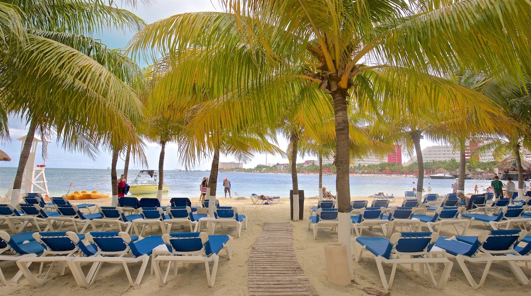 Playa Linda montrant plage de sable, vues littorales et scènes tropicales