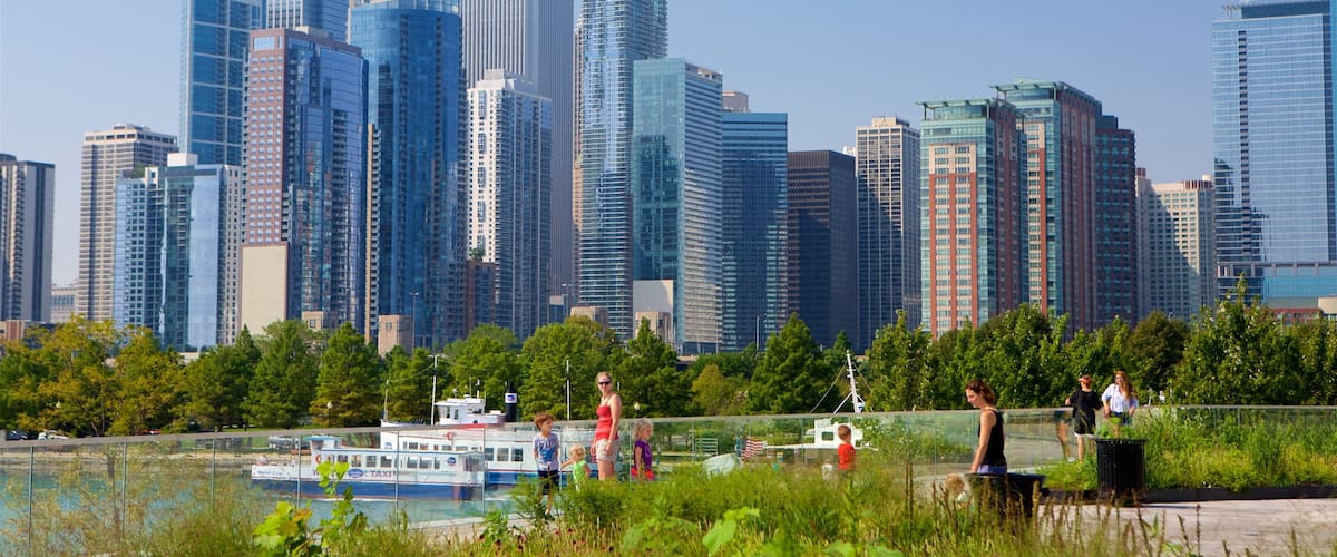 Chicago mostrando un edificio de gran altura y una ciudad y también una familia