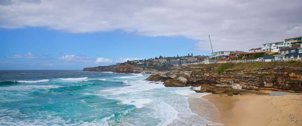 Tamarama Beach featuring a beach, general coastal views and a coastal town