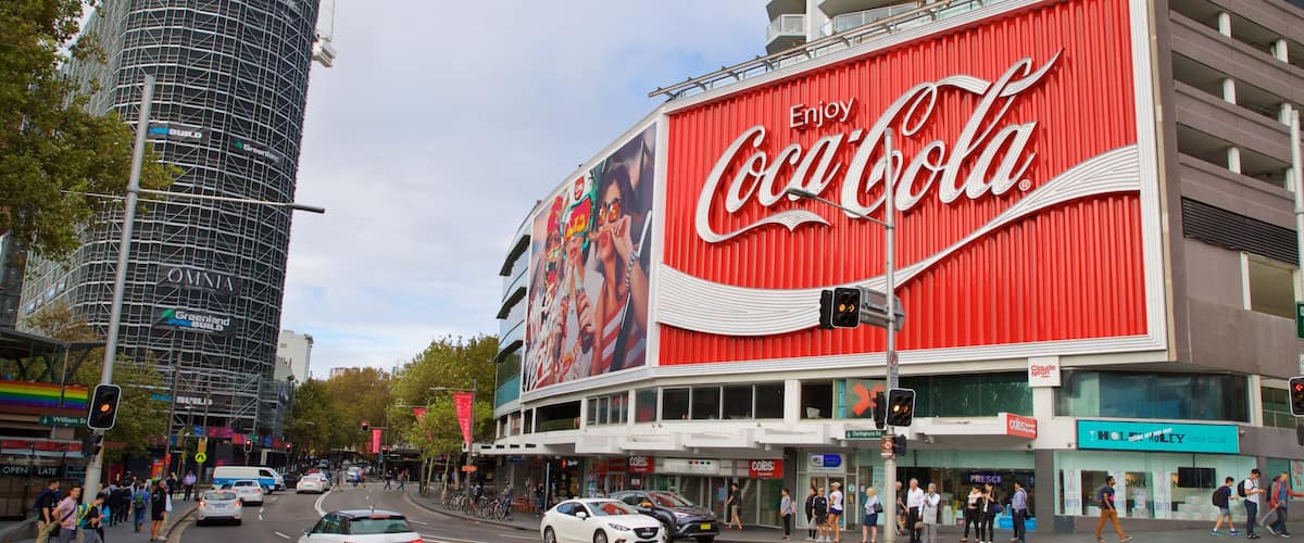 Potts Point - Kings Cross showing signage and a city