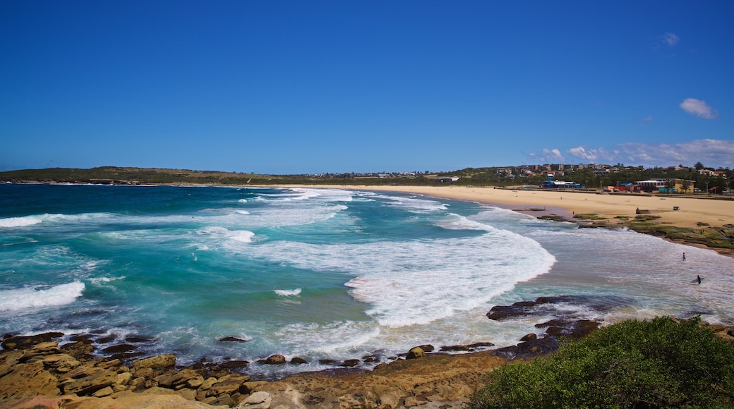 Playa de Maroubra ofreciendo vistas de una costa y litoral accidentado