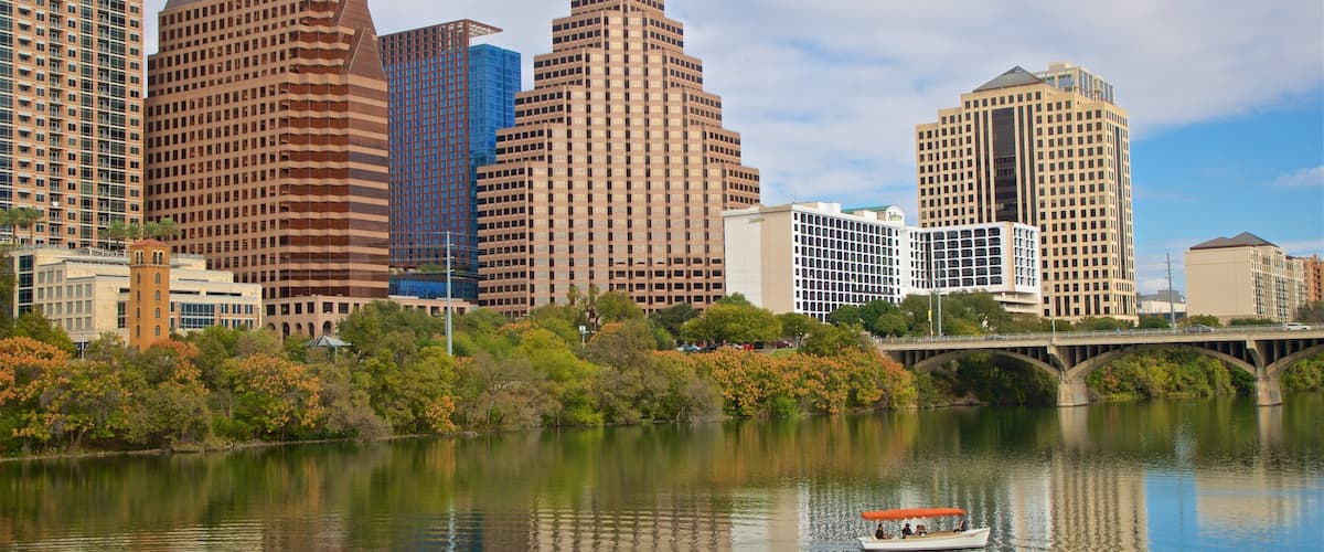 Austin showing a river or creek, a city and boating