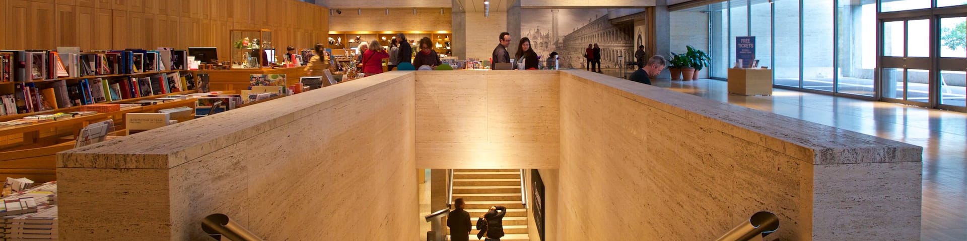 Kimbell Art Museum which includes interior views as well as a small group of people