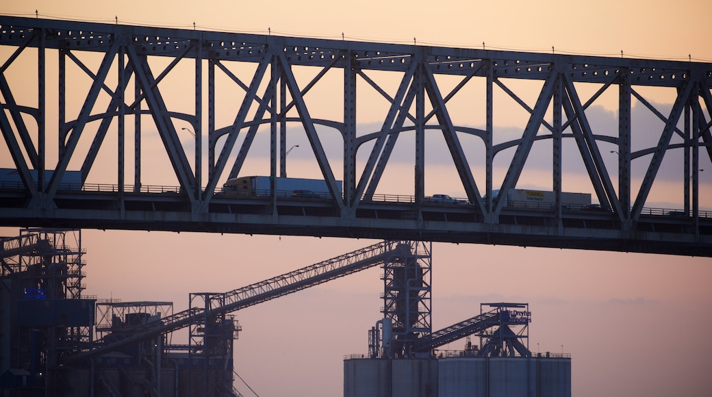 Howard Wilkinson Bridge showing a bridge and a sunset