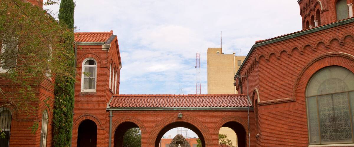 Lake Charles showing a church or cathedral and heritage architecture