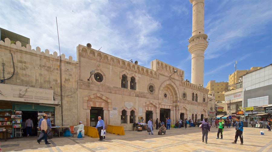 King Hussein Mosque which includes heritage elements and street scenes as well as a small group of people