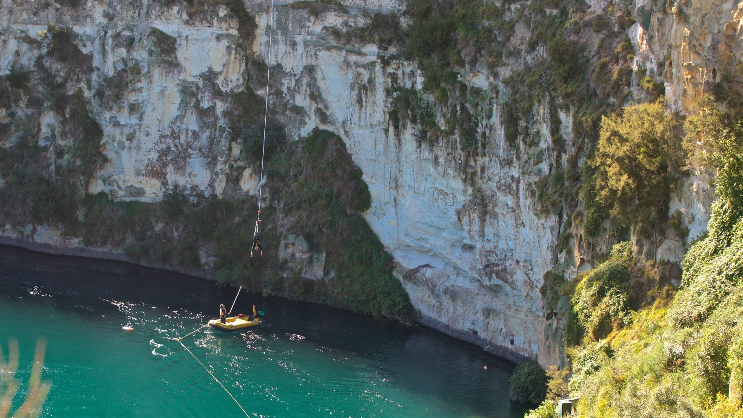 Taupo Bungy showing a lake or waterhole