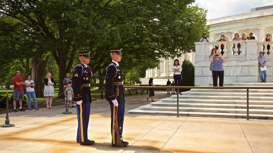 Tomb of the Unknown Soldier featuring military items as well as an individual male