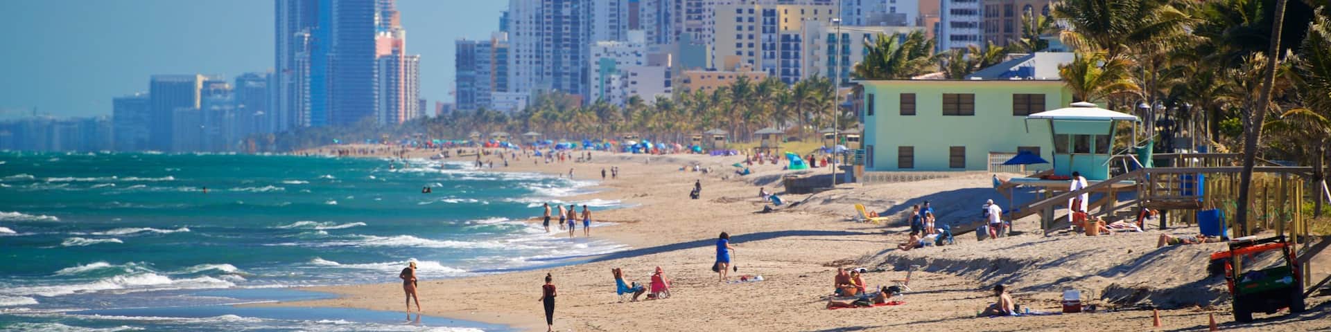 Dania Beach which includes a beach, general coastal views and a coastal town