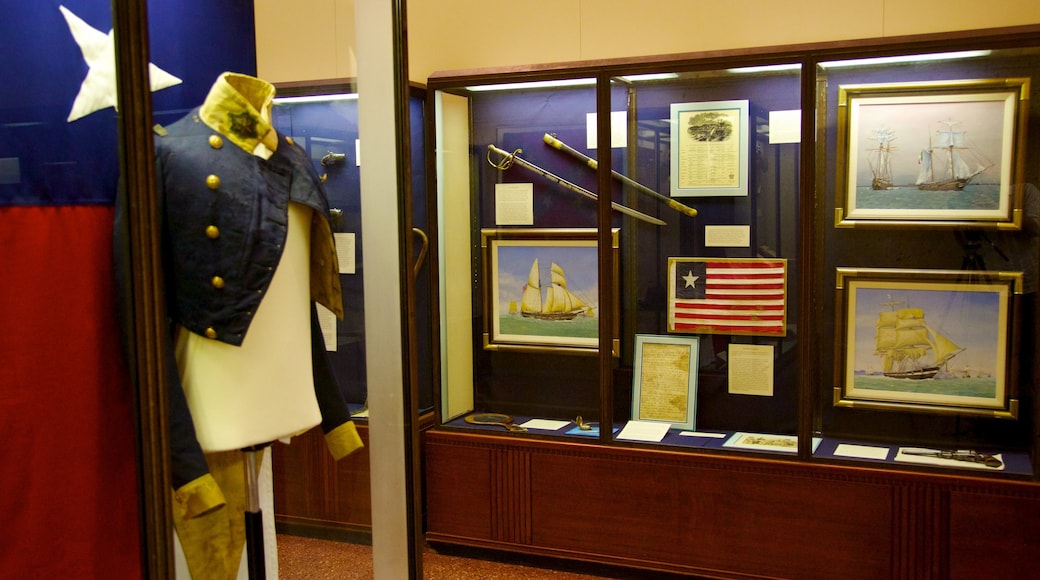 San Jacinto Monument which includes military items, a monument and interior views