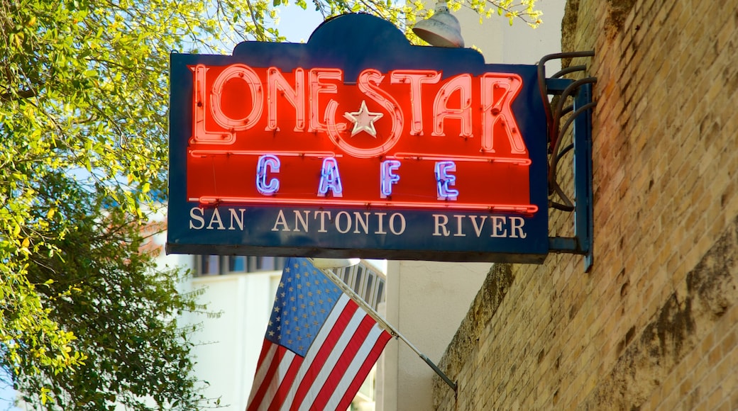 Downtown - Riverwalk which includes signage