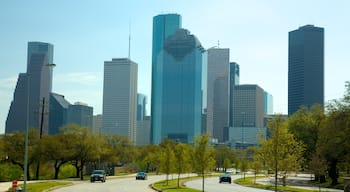 Houston which includes a skyscraper and a city