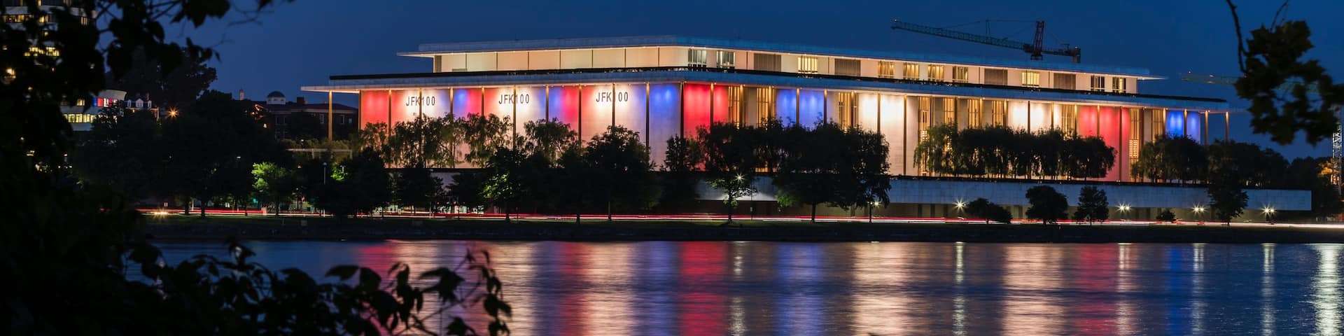 Kennedy Center showing a river or creek, modern architecture and night scenes