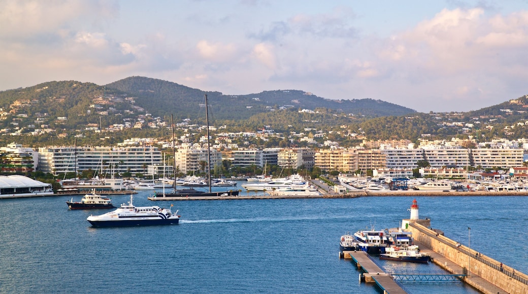 Ibiza Castle which includes cruising, a coastal town and a bay or harbor