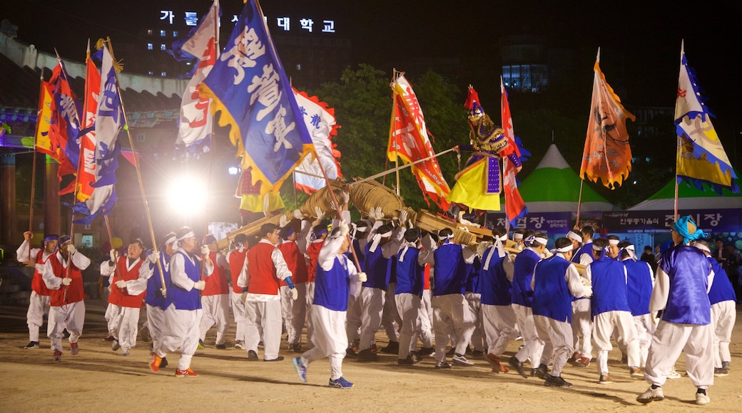 Andong which includes night scenes and performance art as well as a small group of people