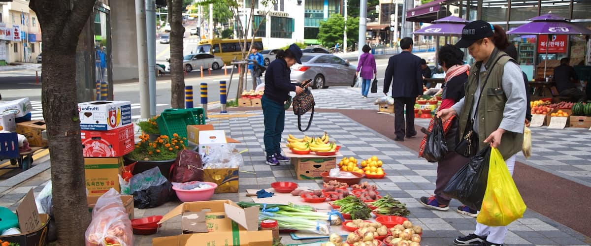 Hwamyeong showing food, markets and street scenes