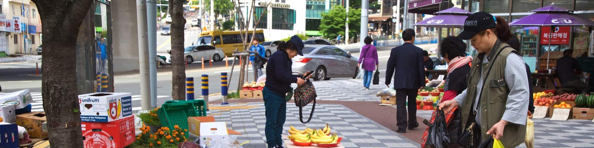 Hwamyeong showing food, markets and street scenes