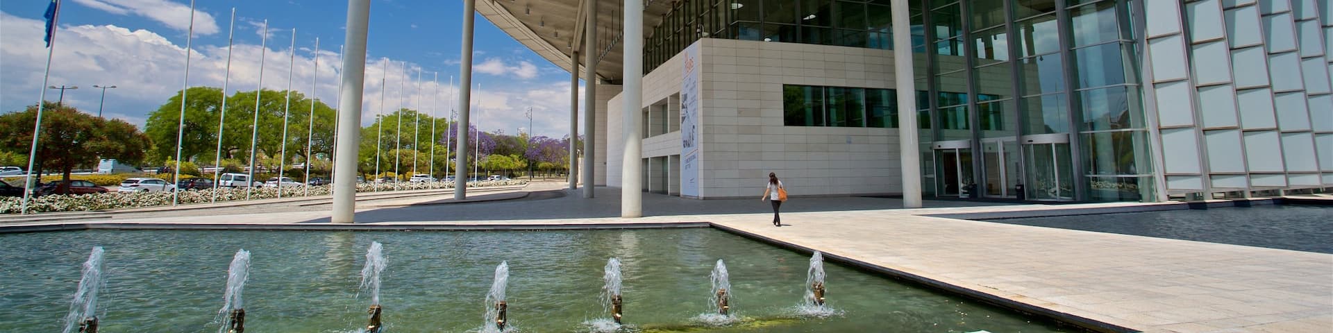 Valencia Conference Centre featuring modern architecture and a fountain