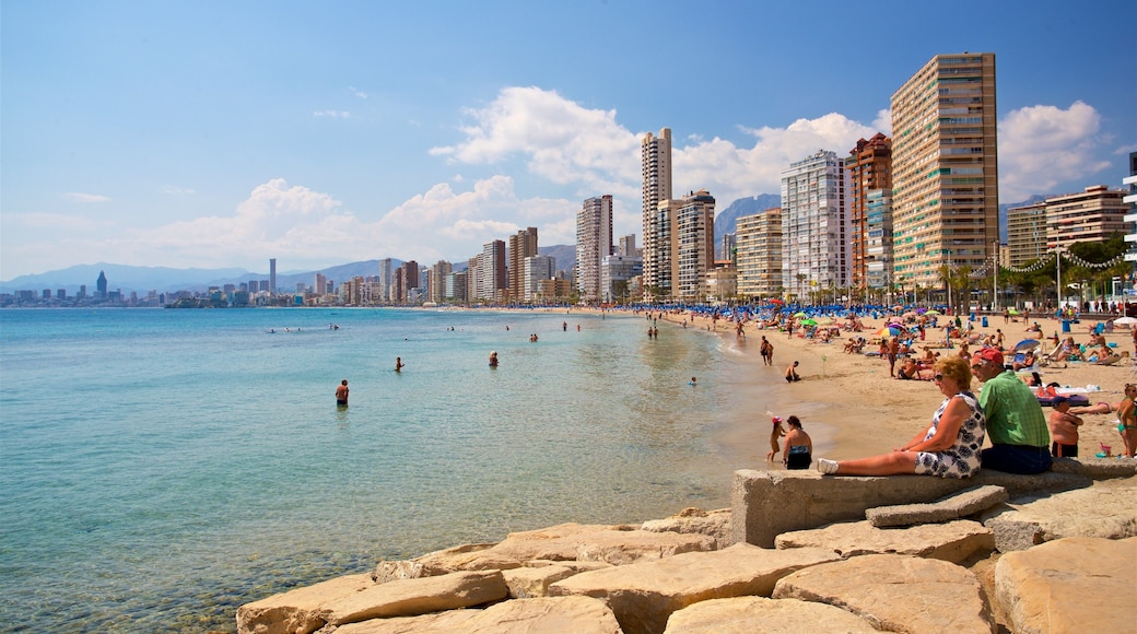 Levante Beach which includes a city, general coastal views and a coastal town