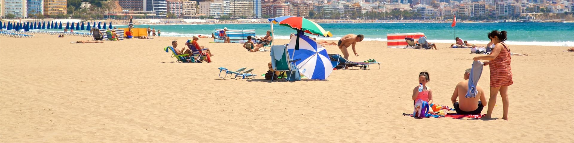 Poniente Beach featuring general coastal views, a coastal town and a beach