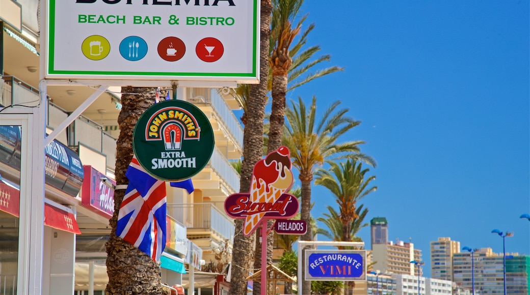 Poniente Beach which includes signage