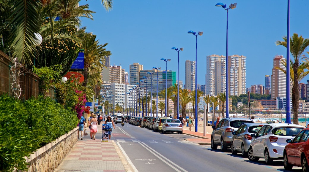 Poniente Beach showing general coastal views and a coastal town