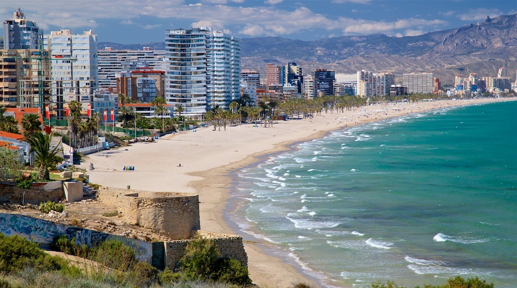 Cabo de las Huertas featuring a beach, a coastal town and landscape views