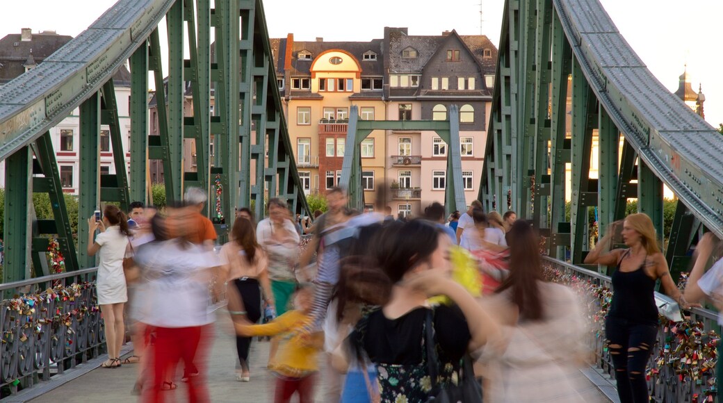 Eiserner Steg which includes a bridge as well as a small group of people