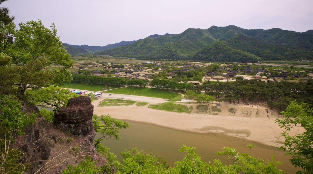 Buyongdae Cliff which includes tranquil scenes and landscape views