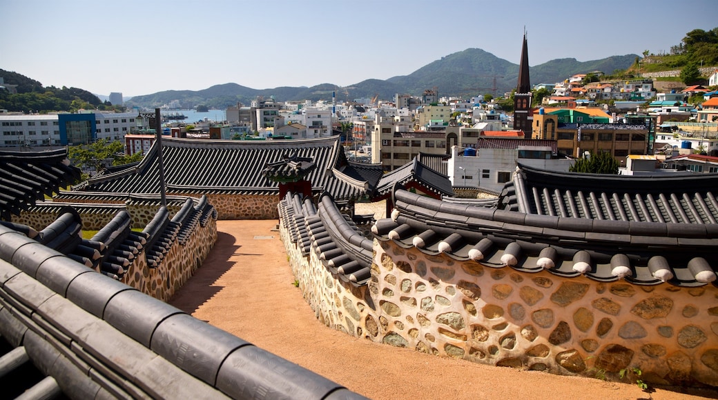 Tongyeong which includes landscape views, heritage elements and a small town or village