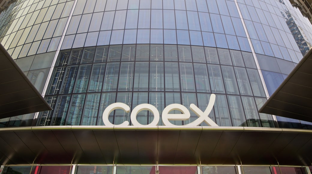 COEX Convention and Exhibition Center which includes signage