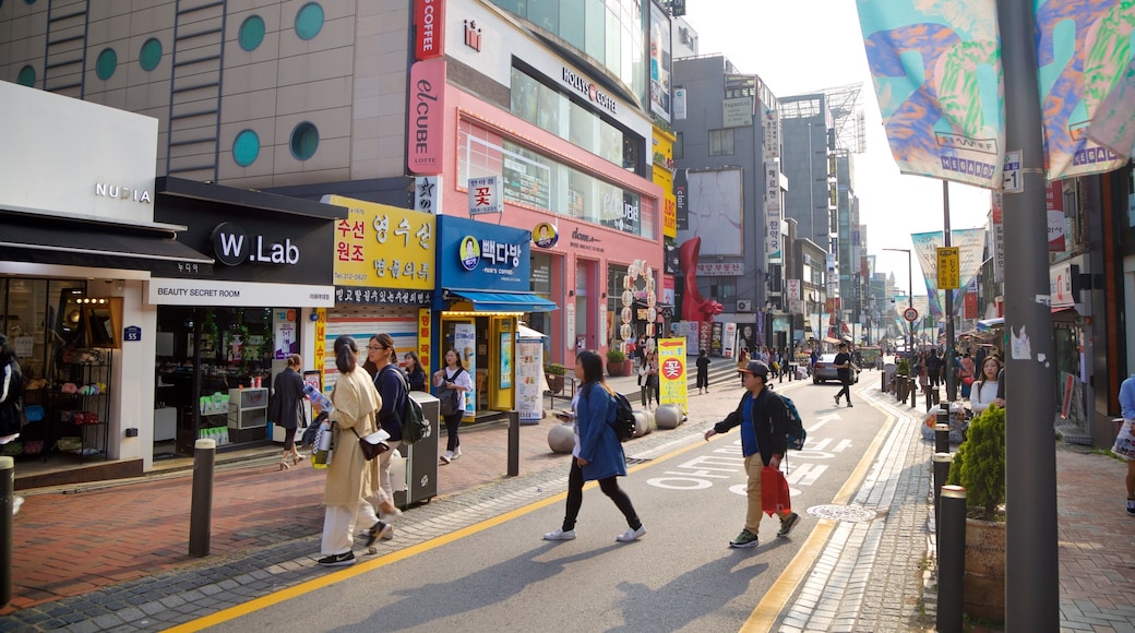 Shinchon which includes street scenes as well as a small group of people