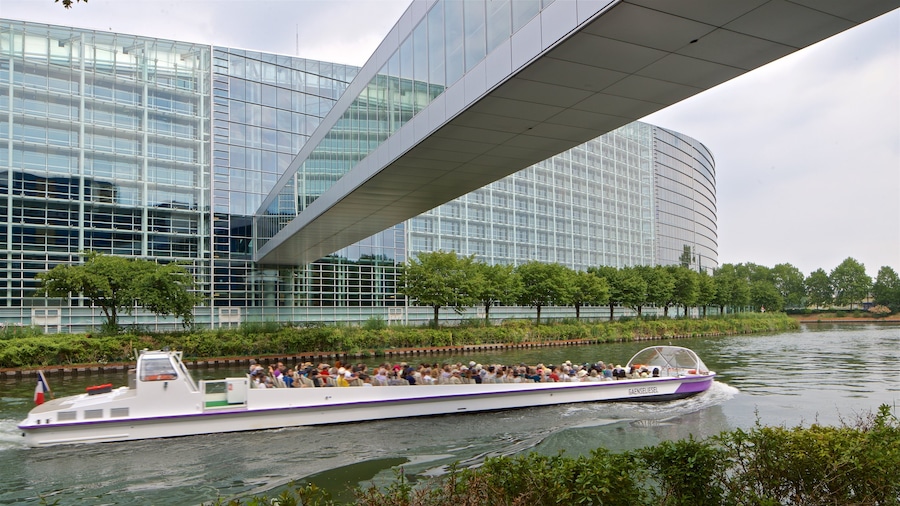Contades featuring a bridge, boating and modern architecture