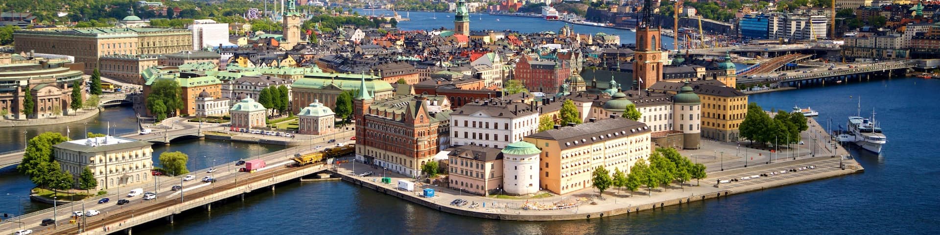 Riddarholmen which includes a river or creek, a city and landscape views