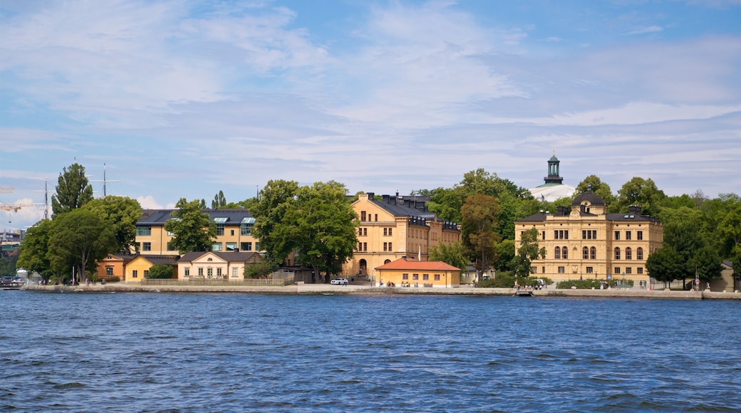 Skeppsholmen which includes a lake or waterhole and a small town or village